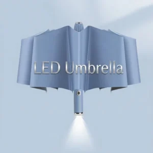 LED Flashlight Advertising Three-Folding LED Umbrella Thickened Oversized Double-Rib Frame Reverse Automatic Opening Portable