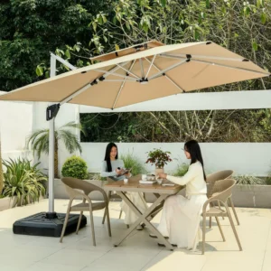 LED Garden Parasol Large Patio Umbrella with Waterproof Canopy for Restaurant Outdoor Furniture