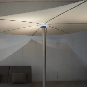 LED Illuminated Patio Umbrella with Detachable Shade and Power Bank Charging Port Garden Light for Outdoor Dining