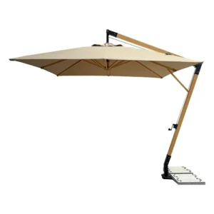 LED Light Aluminum Manual Outdoor Sun Umbrella with Windproof Freestanding Design for Patio and Garden