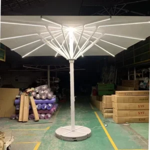 LED Light Outdoor Aluminum Center Pole Umbrella With Solar Light