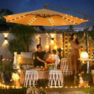 LED Light Outdoor Cantilever Banana Hanging Sun Umbrella