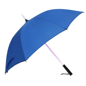 LED Lighted Golf Umbrella High Quality Fiberglass UV Manual Open Blue Color Night Safety Warning Classic Design Business Gifts