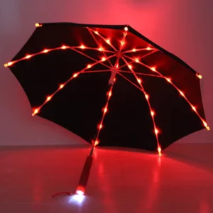 LED Lights String Straight Umbrella Manual Opening Pongee Material 105cm Diameter