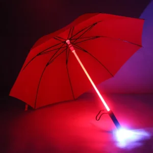LED Mid Stick Light Emitting Pongee Fabric Manual Opening Straight Pole Umbrella Rainbow Creative Light Night Advertising