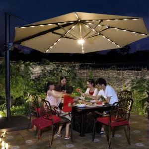 LED Outdoor Garden Shade Umbrellas Rotatable Patio Beach Parasol for Restaurants and Patios General Use Outdoor Furniture