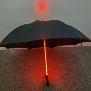 LED Straight Umbrella with 7 Color-Changing Shaft Light Manually Controlled Plastic Handle UMBRELEEA