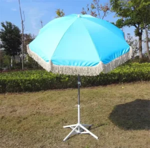 LM-H Customizable Pattern European Classic Aluminum Alloy Beach Umbrella 140cm Manual Tassel Umbrella
