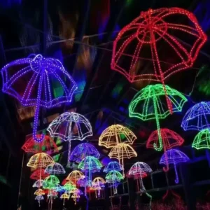 LS Christmas Decorative Umbrella Manufacturer Customized Umbrella Unique With LED Flashlight Handle
