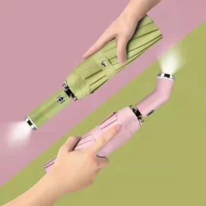 LS Factory Direct Sales 10 Bone Belt Led Light Vinyl Sunscreen Upf50+ Folding Led Folding Umbrella
