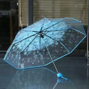 LS Modern Design Transparent POE Folding Umbrella with Printing Design