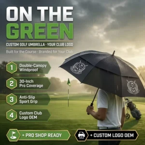 LS03 30 Inch Extra Large Oversize Double Canopy Vented Golf Umbrella With Customer Logo Semi Automatic Open Modern Windproof