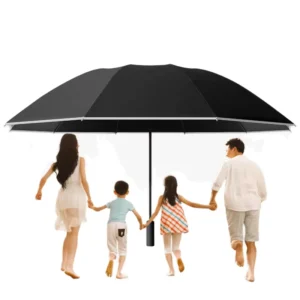 LS03 Full Automatic 3-Folding Round Button Reverse Umbrella with Reflective Strip for Adults