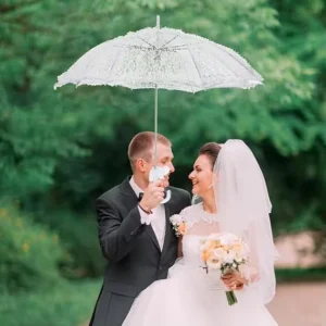 LS03 Vintage Parasol Wedding Bridal Umbrella Modern Design Manual Control Silk Fabric for Adults’ Parties and Performances
