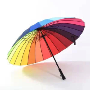LS08 Large Rainbow 24K Semi-Automatic Straight Umbrella for Adults with 24 Ribs