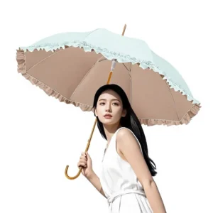 Lace Adult Three-Fold Automatic Opening UV Protection Rainproof Long-Handle Straight Umbrella