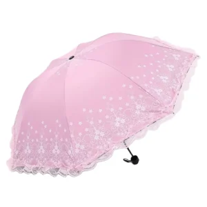 Lace Candy Color Sunny Rain Sunshade Dual-use Girl Creative Fashion Three Fold Sun Umbrella with Lace