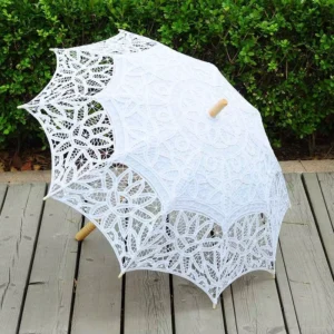 Lace Craft Lace Umbrella Classical Princess Dance Embroidered Crochet Sun Umbrella Wooden Handle Straight Rod Lifting Umbrella