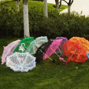 Lace Embroidery Craft Parasol Elegant Dancing Photo Props Wedding Decor Umbrellas Stage Ruffles Lace Bridal Umbrella