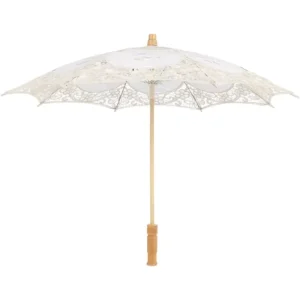 Lace Flower Embroidery Parasol Wedding Bridal White Umbrella Folding for Photography for Wedding Party American Style Manual
