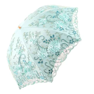 Lace Sun Wedding Umbrella Prices White Frill Design Standard Size Auto Open Straight Ladies Plastic Handle Outdoor for Adults