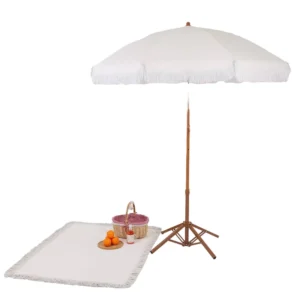 Lace Tassel Sun Protection Parasol for Beach, Terrace, and Garden