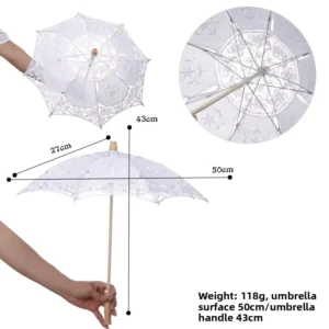 Lace Umbrellas for Wedding Decoration Props Kids Mini Small Umbrella White Ivory Lace Parasol Bride Wedding Umbrellas
