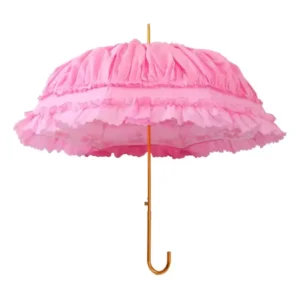 Ladies 16 Ribs Lace Wedding Pagoda Shaped Parasol Umbrella Colorful Outdoor Rain Cover with Plastic Handle