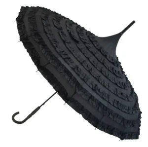 Ladies 16 Ribs Lace Wedding Parasol Umbrella Pagoda Shaped with Plastic Handle for Outdoor Use in Various Colors