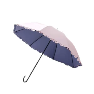 Ladies Colorful Coated UV Lace Long-Handle Straight Umbrella