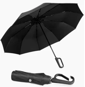 Large 3-Fold Fully Automatic Umbrella Aluminum Fiberglass Frame Windproof Hook