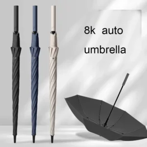 Large 8K Golf Umbrella with Black Coating, Straight ABS Handle, Semi-Automatic Closure, Waterproof