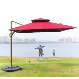 Large Aluminum Roman-Style Waterproof Outdoor Garden Patio Parasol for Hotels, Beaches, and Parks