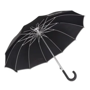 Large Auto-Open Fiberglass Frame Aluminium Shaft Lightweight J-Hook Wooden Handle Straight Rain Umbrella