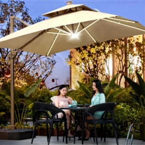 Large Base Modern White Aluminum Square 8 Ribs Waterproof Beach Outdoor Double Canopy Umbrella