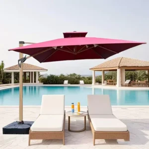 Large Cantilever Banana Outdoor Patio Umbrella with UV Protection and Waterproof Garden Parasol