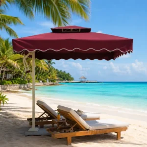 Large Cantilever Patio Side Umbrella with 360° Rotation Outdoor Parasol for Beach and Pool