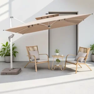 Large Cantilever Patio Umbrella with Base, Aluminum, Garden and Restaurant Use