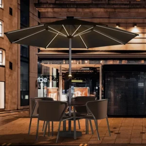 Large Center Pole Table Umbrella with Crank Lift and Multi-Angle Tilt for Deck