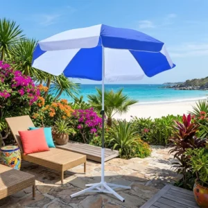 Large Colorful Customizable Sunshade Waterproof Outdoor Beach Patio Garden Umbrella Stable Metal Frame