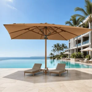 Large Coverage Center Pole Outdoor Parasol for Dining and Sun Shade