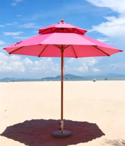 Large Double Canopy Round Umbrella with Aluminum Center Pole, Waterproof UV Protection for Hotel, Restaurant and Park Use