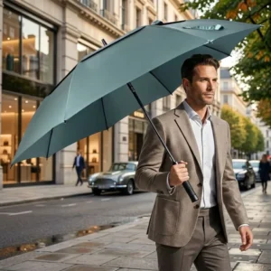 Large Double Layer Oversized Straight Handle Golf Umbrella Automatic Opening Modern Minimalism Design Print Logo Fiber EVA
