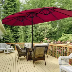 Large Double Parasol Crank Outdoor Umbrella UV Protection Waterproof for Beach Garden Patio Gazebo Park