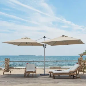 Large Double-Sided Waterproof UV Resistant Aluminum Frame Outdoor Garden Patio Rectangle Sunshade Parasol Umbrella