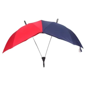 Large Durable couple umbrella double mix color Plastic Long Handle semi auto Umbrella with Waterproof Cover for Advertising