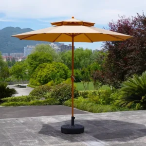 Large Foldable Outdoor Beach Umbrella Polyester Waterproof Anti-UV 100kg Water Injection Base Aluminum Pole 135cm