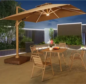 Large Garden Terrace Sunshade Outdoor Solar Powered Patio Umbrella Beach Umbrella Oxford Straight