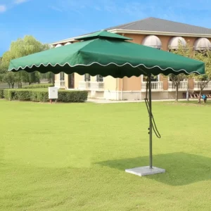 Large Iron UV Protection Windproof Cantilever Umbrella with Marble Base for Garden, Pool, Patio, and Cafe
