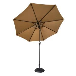 Large Manual Foldable Central-Pole Outdoor Umbrella with Custom Advertising Print Polyester Courtyard Patio Use